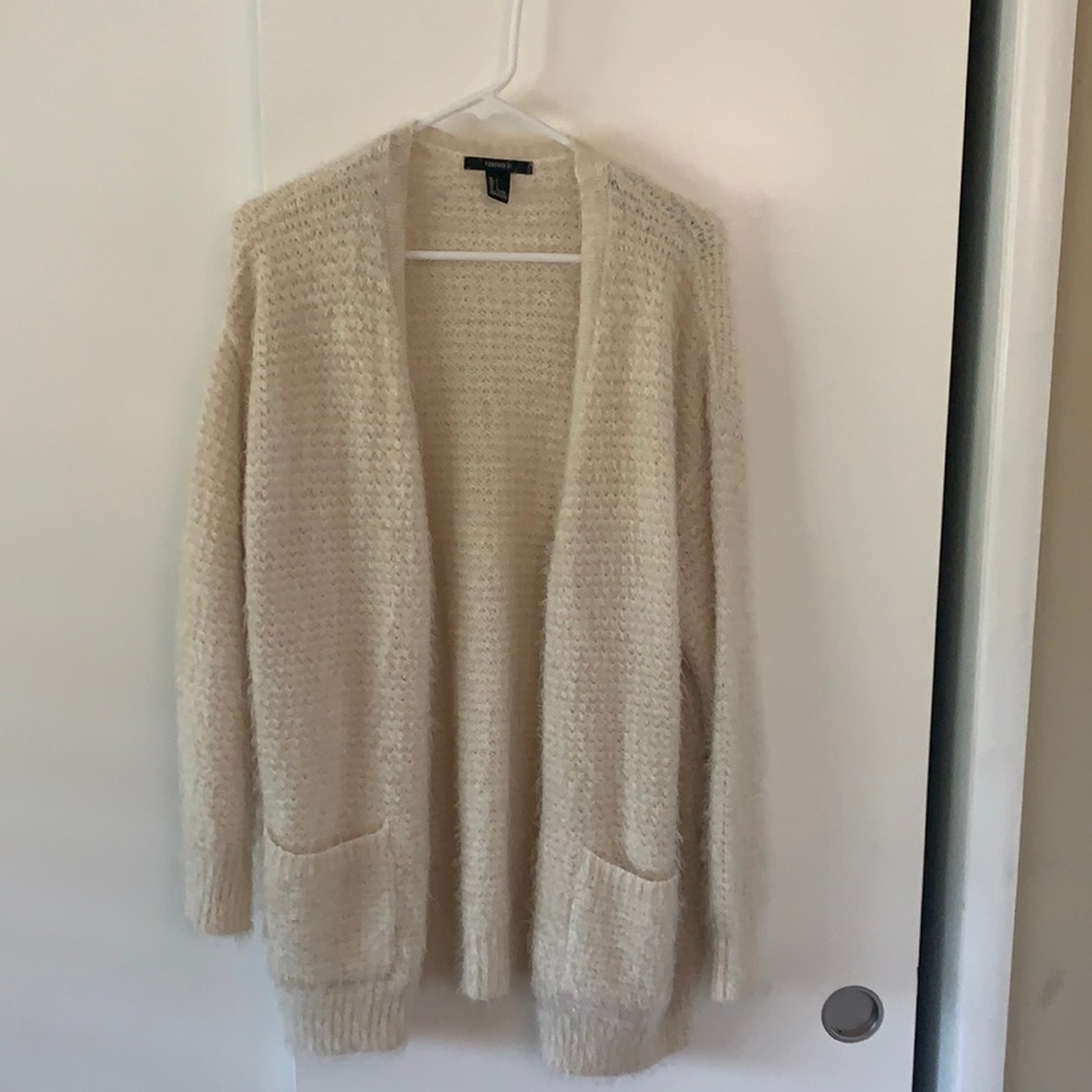 Forever 21. Cream Cardigan. Size Large.